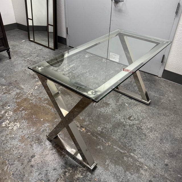 Pottery Barn Ava Metal + Glass Desk For Sale In San Francisco - Image 6 of 12