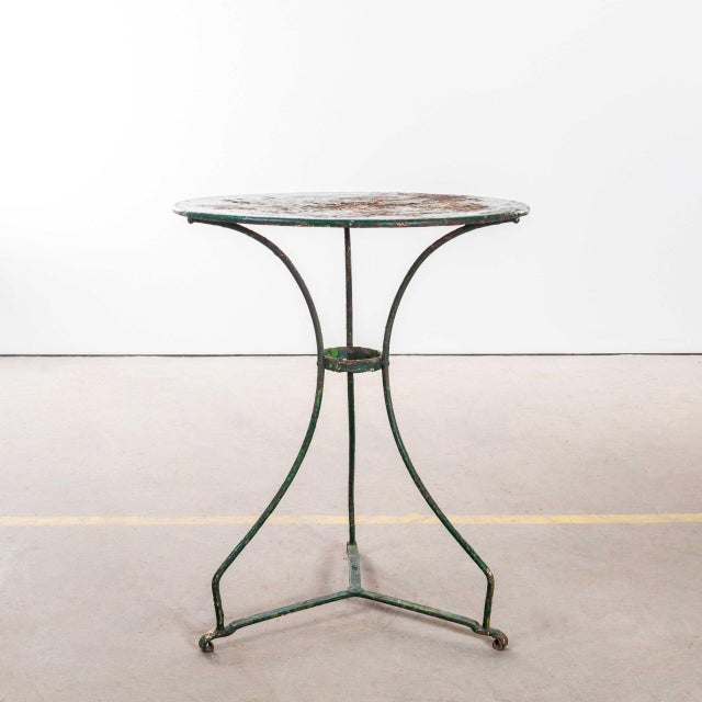 Green Small French Dark Green Metal Outdoor Gueridon Table, 1950s For Sale - Image 8 of 8