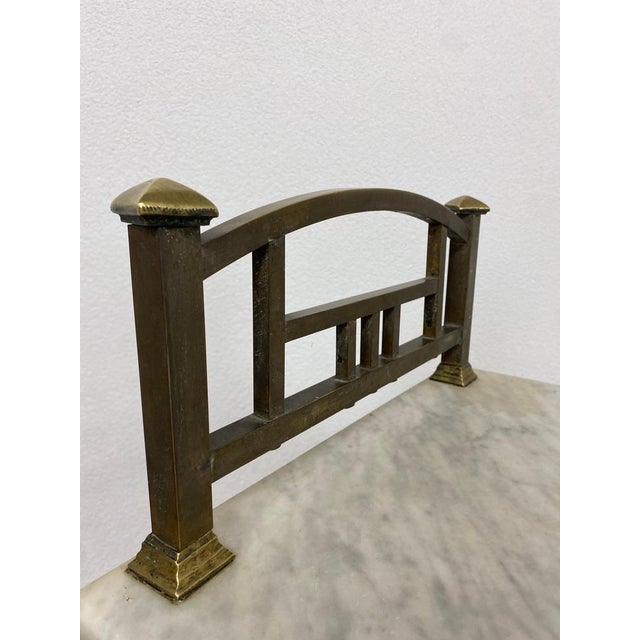 Brass Bedside Table with Marble Top, 1920s For Sale - Image 9 of 10