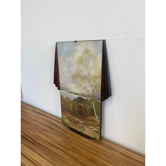 Peaceful Sheep Herding is Scene within Art Deco Frame.Possibly 30s with Vintage Hardware. Dimensions. 13 W ; 1 D ; 18 1/2 H