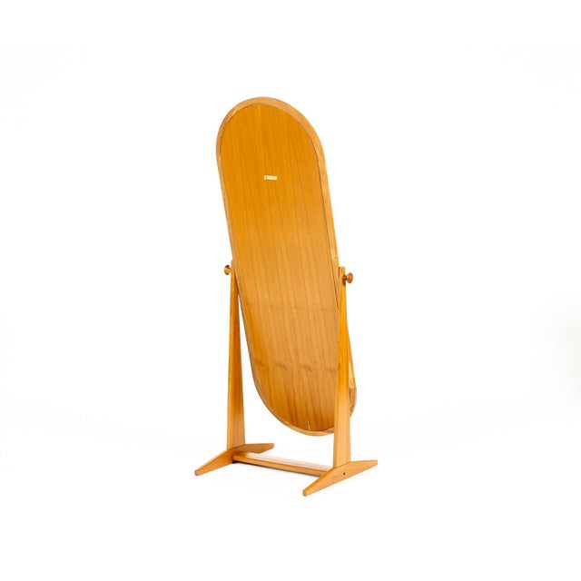 1970s Danish Modern Mid Century Teak Cheval Free Standing Floor Mirror — Pedersen & Hansen For Sale - Image 5 of 9