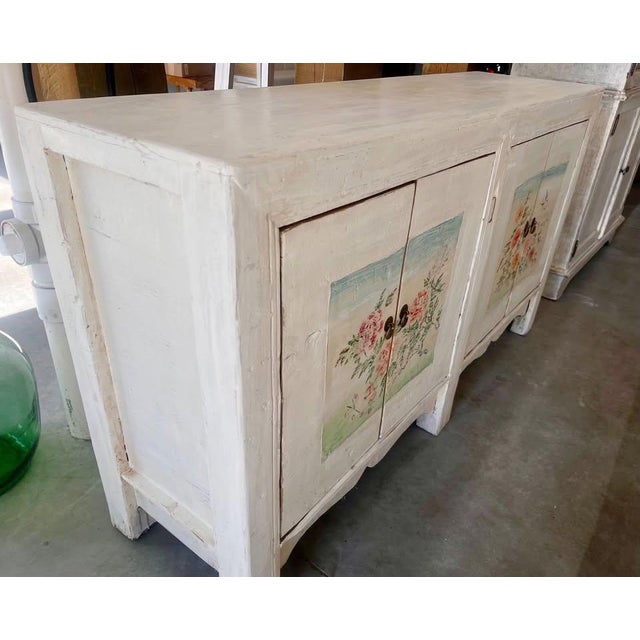 Chinese Antique Hand Painted Asian Sideboard Cabinet For Sale - Image 3 of 5