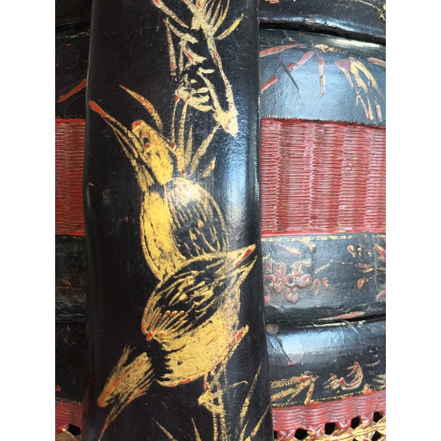 Large Vintage Chinese Rattan 3 Section Basket For Sale - Image 4 of 9