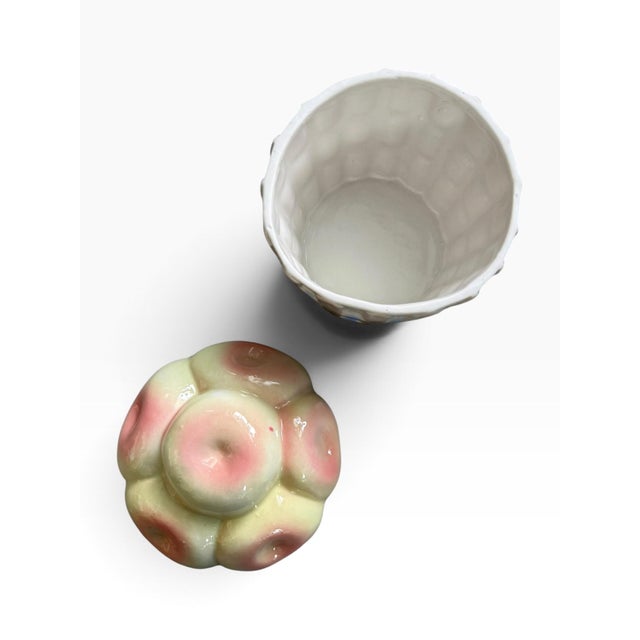 Vintage Pastel Fruit Basket Ceramic Lidded Jar With Sculpted Fruit For Sale In Portland, ME - Image 6 of 7