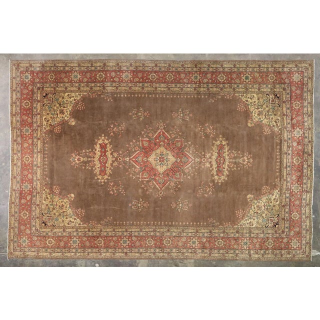 Brown Antique Romanian Rug - 13' x 19'09 For Sale - Image 8 of 10