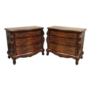 Lane French Provincial Cherry Wood Three Drawer Bed Side Chest Nightstand - Pair For Sale