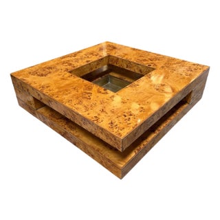 Willy Rizzo Mid-Century Burl Wood Coffee Table For Sale