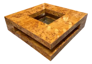 Willy Rizzo Mid-Century Burl Wood Coffee Table