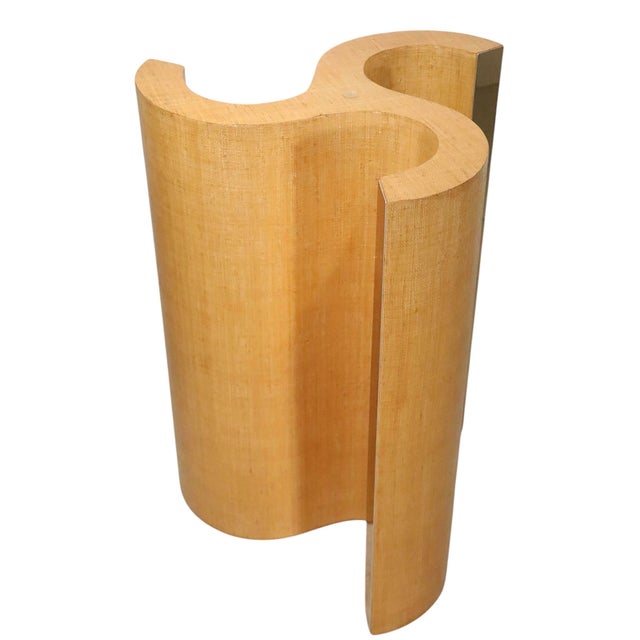 Late 20th Century Post Modern Hollywood Regency Grass Cloth Brass and Glass Dining Table C 1970/80's For Sale - Image 5 of 12