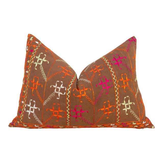 Kara Antique Indian Folk Lumbar Pillow For Sale