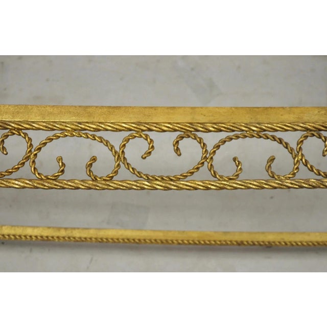 Mid 20th Century Mid 20th Century Italian Hollywood Regency Gold Gilt Iron Oval 2 Tier Rope Tassel Coffee Table For Sale - Image 5 of 10