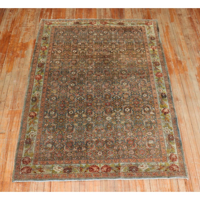 Textile Antique Persian Bidjar Accent Rug For Sale - Image 7 of 12