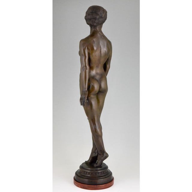 Art Deco Bronze Sculpture of a Standing Nude by Wilhelm Oskar Prack, 1930s For Sale - Image 4 of 9