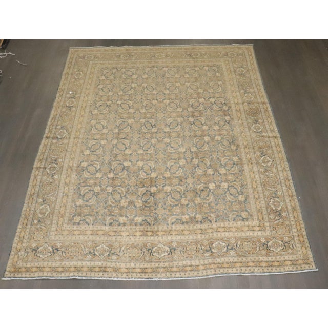Textile Early 20th Century Zabihi Collection Blue Gold Persian Tabriz Room Size Carpet For Sale - Image 7 of 8