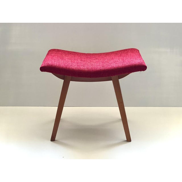 Mid-Century Red Fabric Footstool, 1970s For Sale - Image 14 of 15