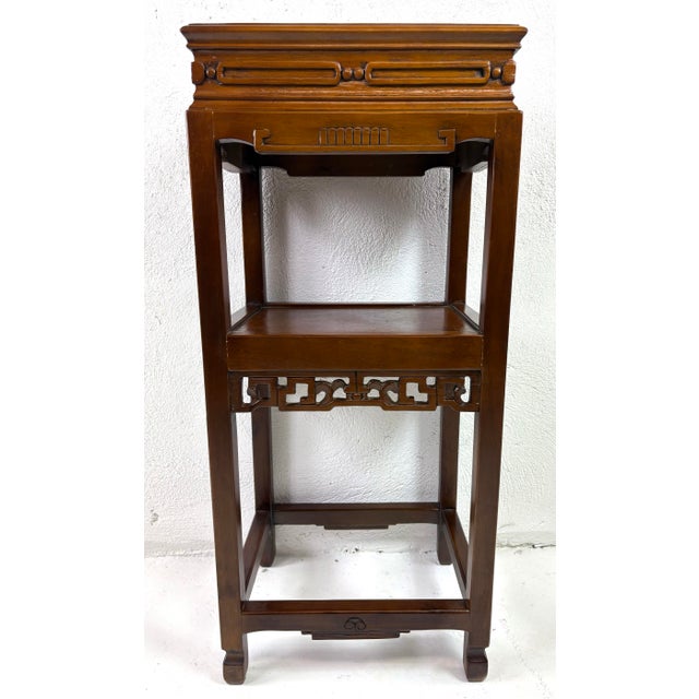 Wood Early 20th Century Hand Carved Chinese Walnut Pedestal Table For Sale - Image 7 of 10