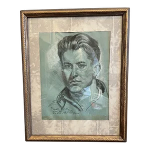 Mid Century Pastel Portrait 1940’s Athletic Handsome Man. Cliff Young Artist