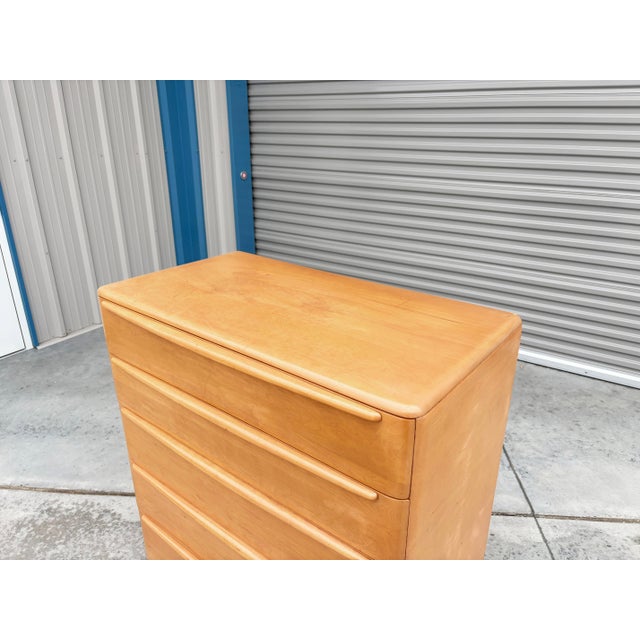 Wood Mid-Century Modern Five-Drawer Maple Highboy, 1960s For Sale - Image 7 of 11