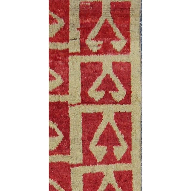 Made with very fine wool and Angora blend, this vintage Tulu from mid-20th century Turkey boasts a Mid-Century Modern...