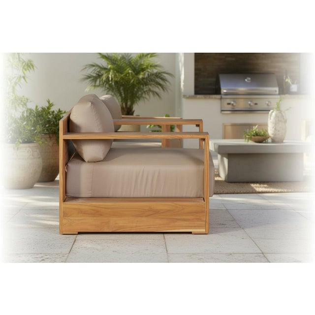 White Imperial Grove Outdoor Solid Teak Wood Revolving Chair For Sale - Image 8 of 13