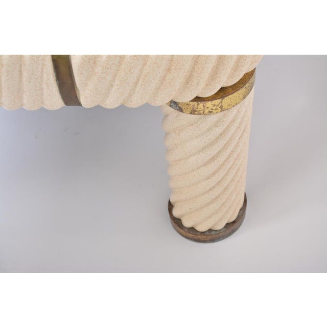 White Large White Ceramic and Brass Coffee Table by Tommaso Barbi, 1970s For Sale - Image 8 of 16