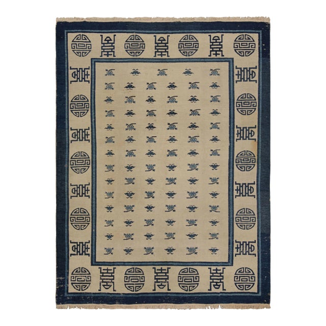 Antique Chinese Art Deco Rug With Pictorials and Floral Pattern From Rug & Kilim For Sale