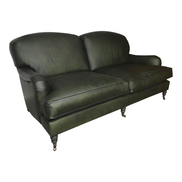 Traditional Green Leather Sofa Chairish
