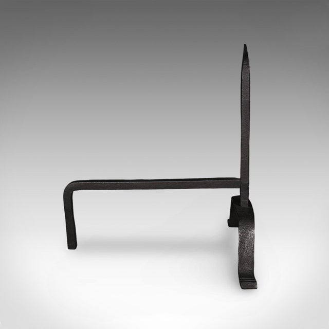 Black Pair of Antique Fire Dogs, English, Wrought Iron, Fireplace Andiron, Victorian For Sale - Image 8 of 10