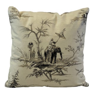 Old World Weaver Stark Chinoiserie Toile Feather/ Down Square Pillow For Sale