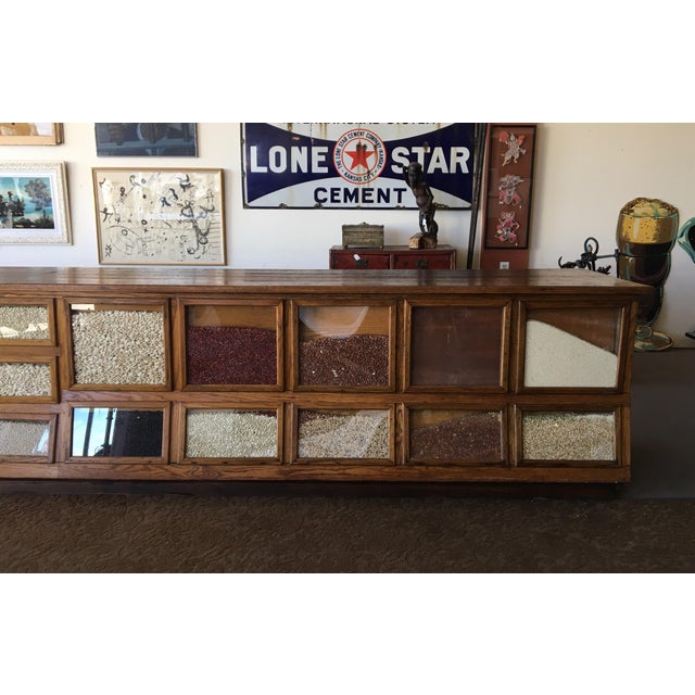 Antique Oak General Store Bean Counter Cabinet | Chairish