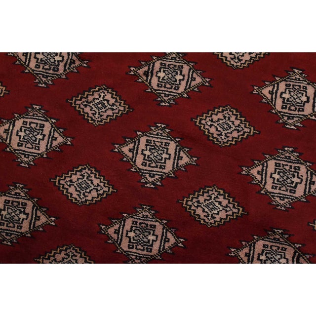 Bokhara Jaldar Rug 8’1” X 10’4” Red Wool Tribal Hand-Knotted Oriental Carpet For Sale - Image 4 of 13
