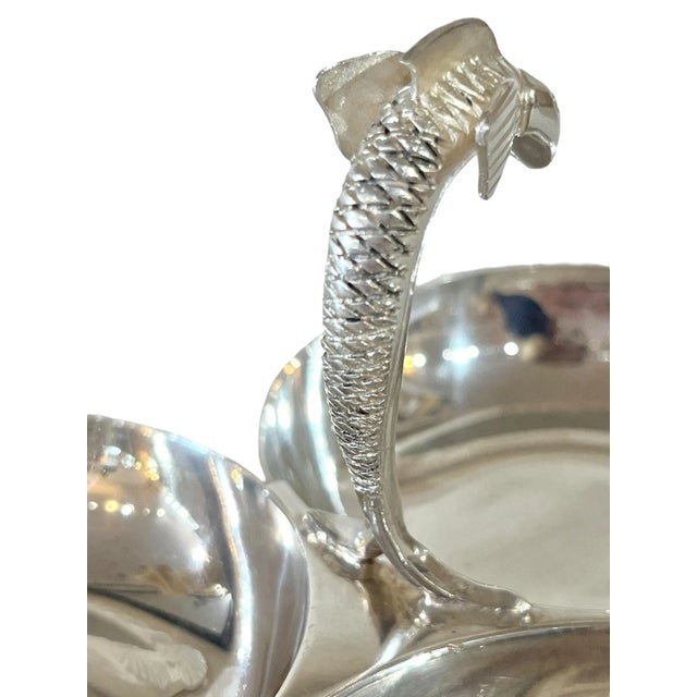 Metal Vintage French Silver Plate Three Section Nut Dish With Dolphin For Sale - Image 7 of 13