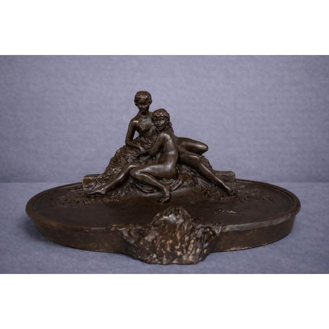 Brown Antique Art Nouveau Nude Sculpture from Joe Descamps For Sale - Image 8 of 8