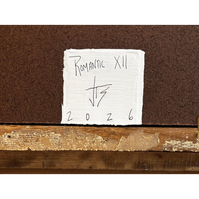 Black “Romantic” Abstract Art in 1860's Antique Frame, Transitional Living Room Art by JTS For Sale - Image 8 of 9