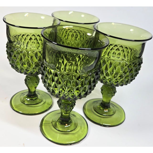 Green Green Diamante Goblets- Set of Four For Sale - Image 8 of 9
