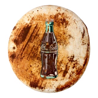 Vintage Coca-Cola Round Button Sign For Sale