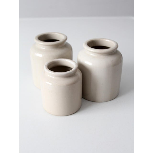 Antique Early 20th Century Cream Stoneware Crocks, Set of 3 For Sale - Image 10 of 15