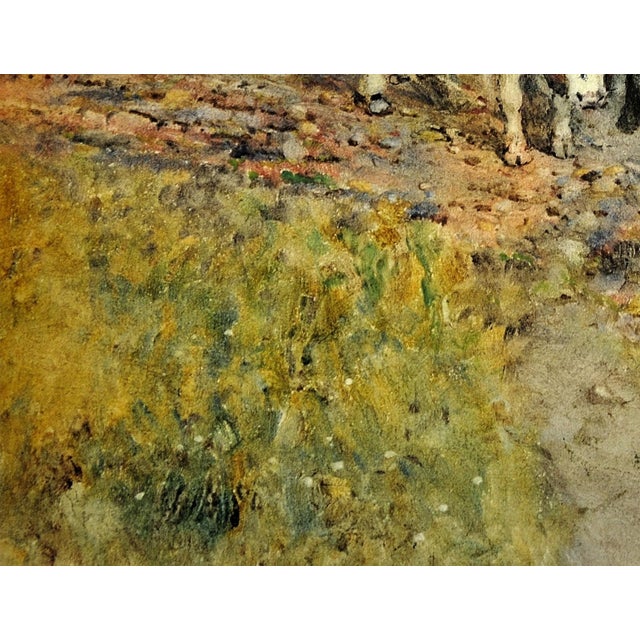 Blue Oswald Garside, Bulls Ploughing, 1904, Watercolor, Framed For Sale - Image 8 of 18