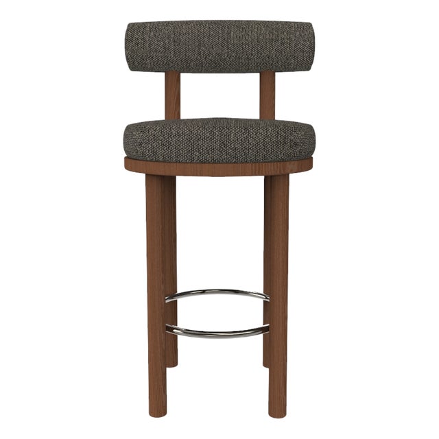 Collector Modern Moca Bar Chair in Safire 3 Fabric and Smoked Oak by Studio Rig For Sale