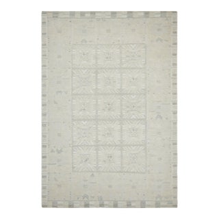 Rug & Kilim’s Scandinavian Style Rug, Cream White and Gray Geometric Patterns For Sale