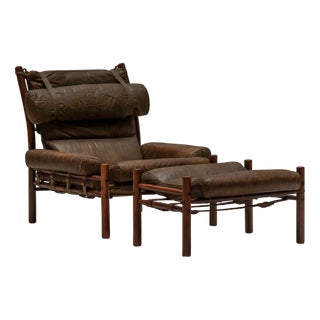 Set of Inca Easy Chair with Ottoman by Arne Norell, 1960s For Sale