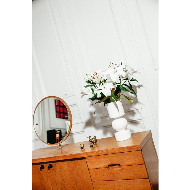 Wood Vintage Oak Sideboard with Circular Mirror, 1960s For Sale - Image 7 of 12