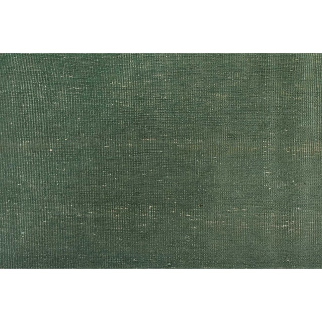 Textile Tabriz Runner 3’1” X 12’9” Green Wool Vintage Distressed Hand-Knoted Rug For Sale - Image 7 of 12