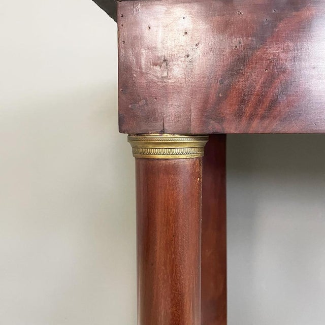 Metal Empire Italian Console Table in Black Marble and Walnut Wood, 1820s For Sale - Image 7 of 14