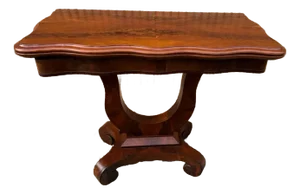 Antique Flame Mahogany Folding Top Empire Style Card Table Console Table.