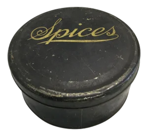 Antique Round Metal Spice Tin With Individual Spice Containers - Made in Usa