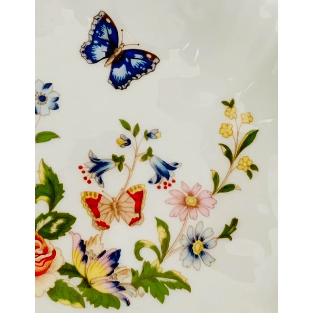 Vintage English Traditional Aynsley Butterflies Cottage Garden Platters Crudités Fine Bone China Dishes - Set of 2 For Sale In Miami - Image 6 of 13