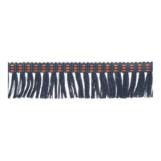Schumacher Country Fringe In Denim For Sale