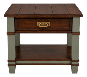 Late 20th Century Old Chapel Sagewood™ Mission End Table Dried Thyme Green, Satin Walnut & Antique Gold