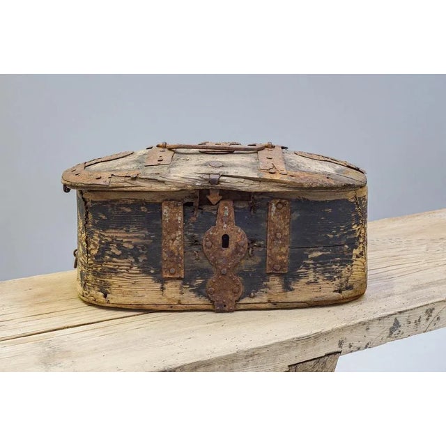 Brown Metal Bound Box, 1840s For Sale - Image 8 of 9
